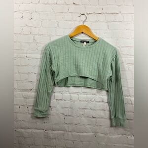 Xtraordinary Super Cropped Festival Long Sleeve Sweater Top Womens Size Large